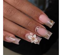 Beautiful Floral Beads 3D Flower False Nails Soft ABS Suitable for Most Fingers Perfectly Elegant Floral Beads on Nails