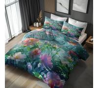 Beautiful Floral Duvet Cover Sets Emperor Pink Green Bedding Duvet Cover Sets 3 Piece, Beautiful Floral Bedroom Decor Bed Set & Gift Super Soft Microfibre With 2 Pillowcase, No Comforter, LS5500