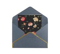 Beautiful Floral Elegant Pearlized Gold-Edged Greeting Card-Blank Interior,Single-Sided Print, All-Occasion Foldable Note Card With Envelope