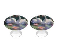 Beautiful Floral Swans Cabinet Knob Drawer Pulls 2 Pack