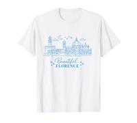 Beautiful Florence Italy. City Landmarks Value Graphic T-Shirt, Men, White, XL