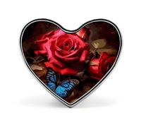 Beautiful Flower Butterfly Roses Brooch Elegant And Graceful Heart Lapel Pin Love Printed Cute Badge Unisex Fashion Broochs for Bag Jacket Clothes Accessories Love form Style