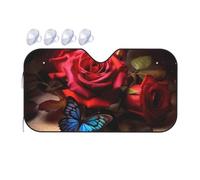 Beautiful Flower Butterfly Roses Car Windshield Sun Shade Foldable Reflector Sunshade for Car Front Window and Interior Sun Protection, Universal Auto Sun Blocker Visor Protector Medium