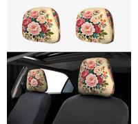 Beautiful Flower Car Headrest Cover - Stylish Headrest Protectors for Most Vehicle Models - Easy to Install, Pink, Black, Blue