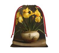 Beautiful Flower Drawstring Gift Bag â€“ Premium Polyester Holiday & Party Favor Bag With Full-Print Design, Perfect For Christmas, Halloween, And Promotions