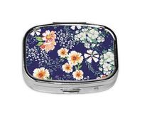 Beautiful Flower Garden Floral Petal Leaves Meadow Orange,Meta Pill Box 2 Compartment Medicine Case,Portable Organizer,Rectangle Meta Portable Organizer Pill Box 981 Compartment Medicine Case