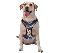Beautiful Flower Garden Floral Petal Leaves Meadow Orange,Pet Harness,Adjustable Reflective Dog Harness,Pet Leash Vest,XL