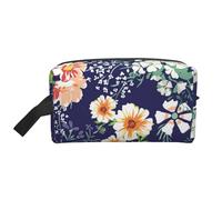 Beautiful Flower Garden Floral Petal Leaves Meadow OrangeMakeup Trave Bag for Women,Cosmetic Large Capacity Organizer