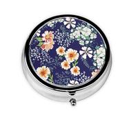 Beautiful Flower Garden Floral Petal Leaves Meadow OrangeMeta Pill Box 3 Compartment Medicine Case,Portable Organizer