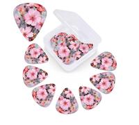 Beautiful Flower Guitar Picks 12 Pack Personalized Plectrums with Organizer Storage Box, Colorful Celluloid Guitar Plectrum Includes Thin, Medium, Heavy Picks for Acoustic Guitar Bass Picks