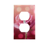 Beautiful Flower Images Outlet Cover, American Standard Wall Plate with Screws - Heat & Impact Resistant Stainless Steel, 1-Gang Duplex Socket Cover for Home Decor
