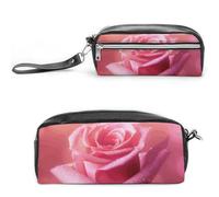 Beautiful Flower Images Pencil Case Large Capacity Leather Pencil Pouch with Zipper, Portable Small Makeup Bag, Office Supplies Organizer for Women Men