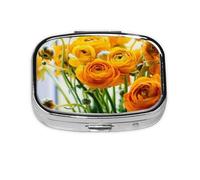 Beautiful Flower,Meta Pill Box 2 Compartment Medicine Case,Portable Organizer,Rectangle Meta Portable Organizer Pill Box 983 Compartment Medicine Case