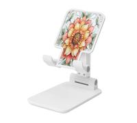 Beautiful Flower On White Ceramic Foldable Cell Phone Stand Adjustable Angle Height Desktop Portable Cellphone Cradle Compatible With All Smartphone White-Style