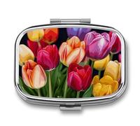 Beautiful Flower Pill Box 2 Compartment Pill Case Portable Pocket Pill Organizer Medicine Vitamin Organizer for Men Women