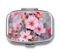 Beautiful Flower Pill Box for Pocket Square Pill Box 2 Compartment Decorative Portable Travel Pill Holder Tablet Vitamin Organizer Mini Pill Case