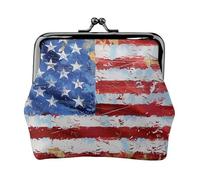 Beautiful Flower Prints Coin Purses with Kiss-lock, PU Leather Mini Pouch Change Wallet for Men Women, Flag Fourth Of July, One Size, Fashion