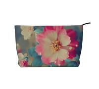 Beautiful Flower Prints Corduroy Makeup Bag for Women Girls, Spacious Travel Cosmetic Organiser for Make-up, Toiletries & Essentials