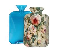 Beautiful Flower Rose Vintage Hot Water Bottle with Cover, 2L Large Capacity Hot Water Bag for Hot Cold Compress, Hand Feet Warmer, Neck Shoulder Pain Relief