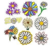 Beautiful Flower Small Daisy Patch, 9Pcs Mix-Color Camomile Little Daisy Iron On Embroidered Patch for Girls' Clothes Jacket Jeans Backpacks