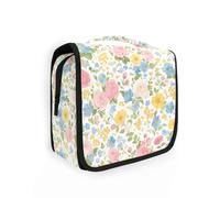 Beautiful Flower Spring bags for women toiletry with hanging hook Zipper medicine bag with Compartments & Handle