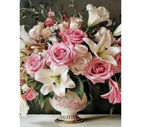 Beautiful Flower Stamped Cross Stitch Kit, 11CT, Adult Embroidery Design, Popular DIY Kit for Beginners and Advanced Students, Vibrant Thread Colors - 40x50cm