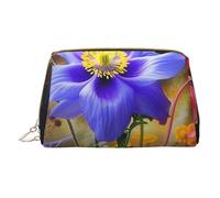 Beautiful Flowers Art Printed Small Makeup Bag Portable Leather Make up Bag Travel Zipper Cosmetic Bags Organizer for Women