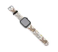 Beautiful Flowers Bunny Watch Bands Silicone Sport Bands Replacement Strap Wristbands Compatible with Apple Watch 42mm/44mm
