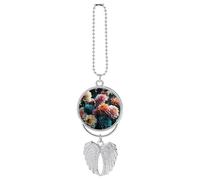 Beautiful Flowers Car Pendant, Rear View Mirror Hanging Ornament, Auto Decor for Rearview Mirror, Keychain Silver-Style
