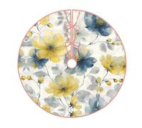 Beautiful Flowers Christmas Tree Skirt – Festive Printed Holiday Decor With Premium Linen-Like Fabric For Christmas, New Year & Halloween Celebrations