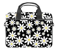 Beautiful Flowers Daisy Floral Pattern Laptop Case Bag Sleeve Portable Crossbody Messenger Briefcase w/Strap Handle, 13 14 inch