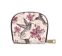 Beautiful Flowers Hummingbird Prints Card Wallet for Women Men Cute Zipper Card Cases Holder Mini Coin Purse with 12 Card Slots