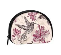 Beautiful Flowers Hummingbird Prints Coin Purse for Women Cute Small Change Wallet Mini Coin Purses Pouch with Zipper