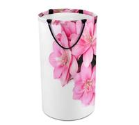 Beautiful Flowers Laundry Hamper with Handles Collapsible Round Laundry Basket Waterproof Dirty Clothes Hamper Lightweight Clothing Storage for Bathroom Bedroom Dorm
