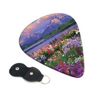 Beautiful Flowers Mountain Guitar Plectrums, 6 Guitar Plectrums, Printed on both sides for Electric Guitar Bass Ukulele (0.46 mm 0.71 mm 0.96 mm)