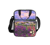 Beautiful Flowers Mountain Print Clear Pvc Waterproof Tote Transparent See Through Lunch Handbag,Travel Toiletry Bag,Women Men Work Shopping