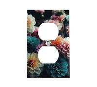 Beautiful Flowers Outlet Cover, American Standard Wall Plate with Screws - Heat & Impact Resistant Stainless Steel, 1-Gang Duplex Socket Cover for Home Decor