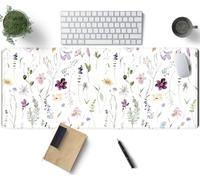 Beautiful Flowers Plants Desk Mat Cute Anime Gaming Mouse Pad Large, XL Laptop Computer Keyboard and Mouse Mat with Stitched Edges, Big Mousepad for Women Office Decor Desk Accessories 31.5x11.8 in