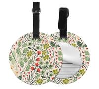 Beautiful Flowers Print Luggage Tag Round Leather Luggage Tag Easy Identification & Privacy Protection for Suitcases Easy to Identify Privacy Cover Id Label