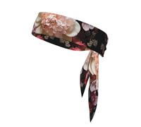 Beautiful Flowers Print Sport Head Ties Headbands Bandanas Workout Hair Band Athletic Sweatbands for Running Tennis