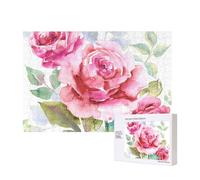 Beautiful Flowers Rose Pink Flower Floral,300 Pieces Wooden Jigsaw Family Game Jigsaw Puzzles for Adults Teens Home Decor