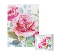 Beautiful Flowers Rose Pink Flower Floral,500 Pieces Wooden Jigsaw Family Game Jigsaw Puzzles for Adults Teens