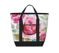 Beautiful Flowers Rose Pink Flower Floral,Lunch Bags Large Capacity Insulated Tote Bag for Women Men Work Picnic Travel