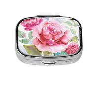 Beautiful Flowers Rose Pink Flower Floral,Meta Pill Box 2 Compartment Medicine Case,Portable Organizer,Rectangle Meta Portable Organizer Pill Box 982 Compartment Medicine Case