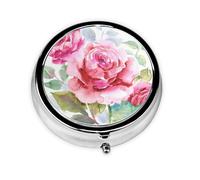 Beautiful Flowers Rose Pink Flower FloralMeta Pill Box 3 Compartment Medicine Case,Portable Organizer