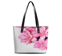Beautiful Flowers Tote Bag Large Soft Leather Purse with Zipper Lightweight Ladies Shoulder Handbag
