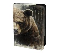 Beautiful flowers Travel Passport Holder Cover Wallet Leather Case Travel Essentials Luggage Accessories, Grizzly Bear, One Size, Contemporary