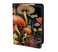 Beautiful flowers Travel Passport Holder Cover Wallet Leather Case Travel Essentials Luggage Accessories, Bent Mushroom, One Size, Contemporary