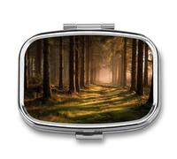 Beautiful Forest with Tall Trees Sunlight Pill Box 2 Compartment Portable Medicine Pill Case Travel Pill Organizer for Pocket Purse