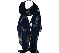 Beautiful Fox Animal Print Large Maxi Scarf Shawl Wrap Stole Sarong (Navy Blue)